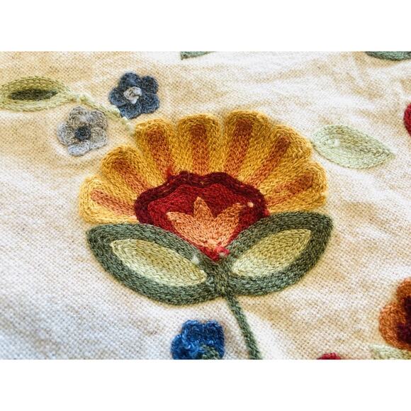 Pier 1 Embroidered Pillow Shams Floral Red Gold Blue Cover Mini Small 13" India - Picture 7 of 11